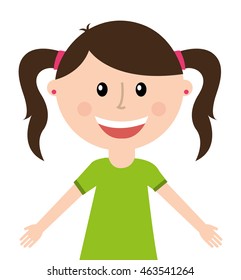 little girl smile icon graphic isolated vector