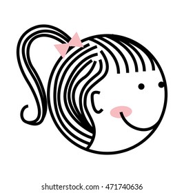 little girl smile icon graphic isolated vector