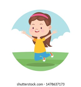 Little Girl Smiling Playing Park Cartoon Stock Vector (Royalty Free ...