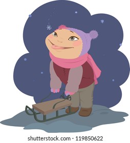 Little girl and a snowflake