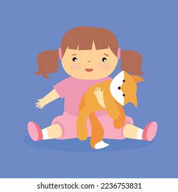 little girl with a soft toy
