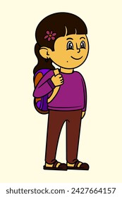 Little Girl Standing Vector Illustration