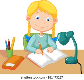 Little girl studying