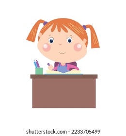 Little girl studying subject matter