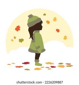 little girl surrounded by autumn leaves