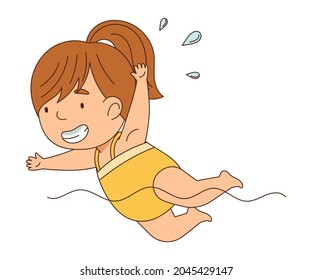 Little Girl Swimsuit Swimming Water Vector Stock Vector (Royalty Free ...