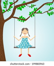 Little girl swinging