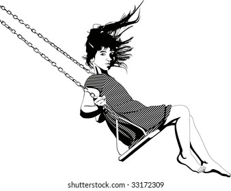little girl swinging