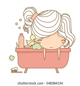 Little girl take a bath, character design