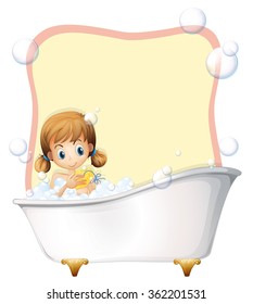 Little girl taking a bath illustration
