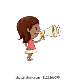 Little girl talking megaphone