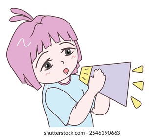 Little girl talking through a megaphone, illustration vector, eps, cartoon