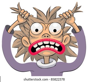 Little girl is tearing her hair in frustration svg