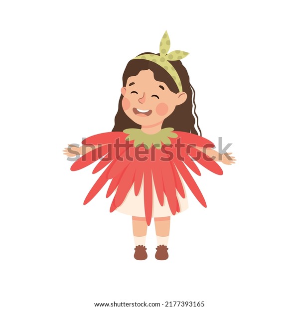 Little Girl in Theater Play Wearing
Flower Costume Performing on Stage Vector
Illustration
