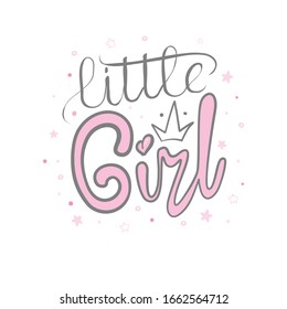 little girl typography illustration for girl shirt vector.