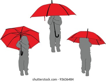 little girl with umbrella  - vector