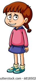 Little girl with unhappy face illustration