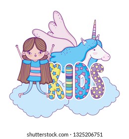 little girl with unicorn characters