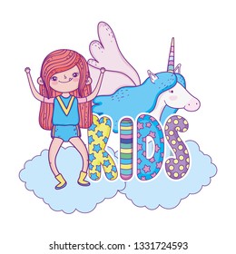 little girl with unicorn characters