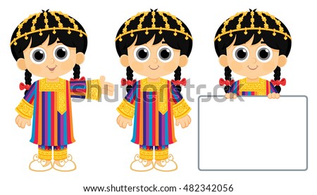 Little Girl United Arab Emirates Wearing Stock Vector 