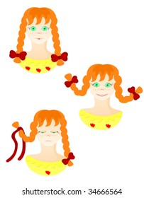 Little girl with various emotions