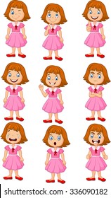Little girl in various expression isolated on white background 