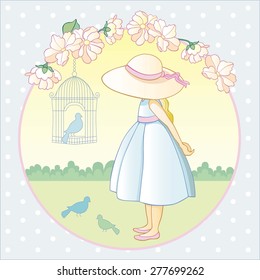 little girl. Vector illustration of little girl. Gradient and solid fill only, no gradient mech.