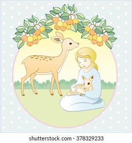 little girl. Vector illustration of little girl. Gradient and solid fill only, no gradient mesh.