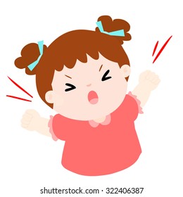 little girl very angry screaming cartoon vector