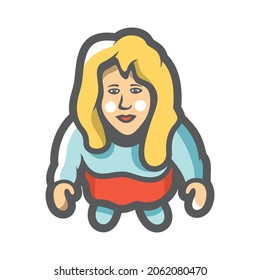Little Girl view up Vector icon Cartoon illustration.