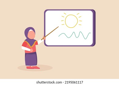 Little girl wants to become a teacher. Children dream of the future. Kid dreaming concept. Vector Illustration. 