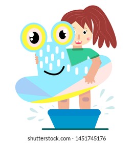 The little girl wants to swim
