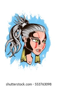 Little Girl Warrior clip art