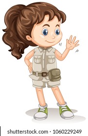 Little girl waving hand illustration