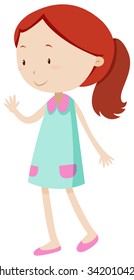 Little girl waving her hand illustration