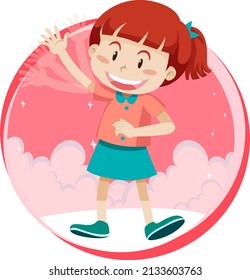 Little girl waving on white background illustration