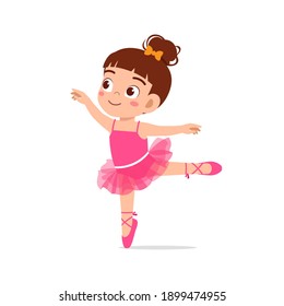 little girl wear beautiful ballerina costume and dance