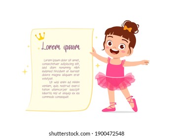 little girl wear beautiful ballerina costume and dance