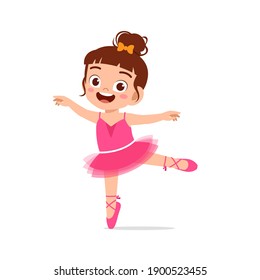 little girl wear beautiful ballerina costume and dance