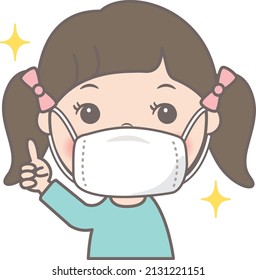 Little girl wearing a mask