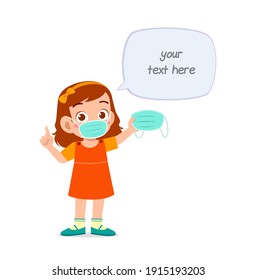little girl wearing mask and warn about virus