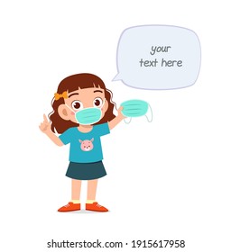 little girl wearing mask and warn about virus