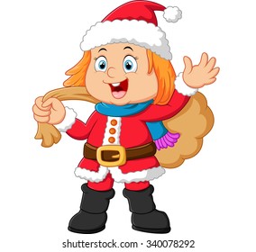 little girl wearing santa clothes