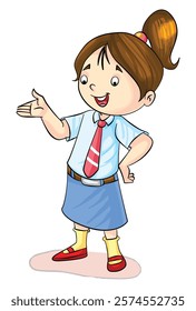 Little girl wearing a school uniform