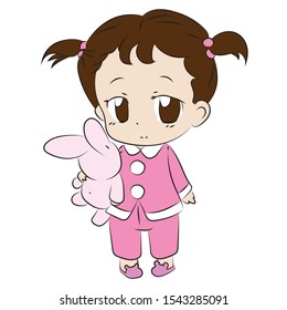  little girl wearing a sleeping pajamas