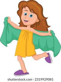 little girl wearing a towel after shower