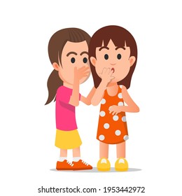 Little girl whispered something to her friend