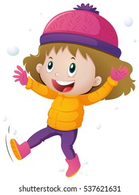 Little girl in winter clothes illustration