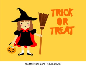 Little girl as witch on halloween
