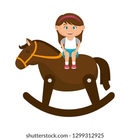 little girl with wooden horse